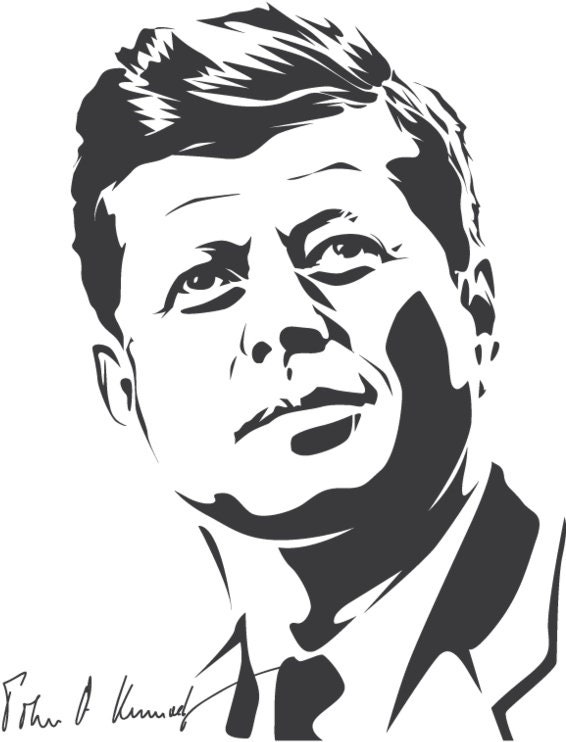 Laser Cut John F Kennedy Silhouette Design Vector Art Stencil Sticker For Decoration and Print DXF File