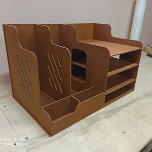 Laser Cut Wooden Office Organizer Paper File Holder 0.02&quot; SVG CDR File