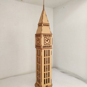 Laser Cut Big Ben Tower Wooden Model 3D Puzzle Plan 2.25 mm SVG DXF File