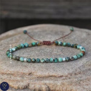Afrikaanse turkoois gefacetteerde kralenarmband, verstelbare minimalistische armband, natuurlijke edelsteenarmband, Tibetaanse yoga, positieve balanssteen