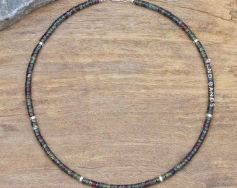 Dragon Blood Stone 2x4mm Bead Necklace, Adjustable Minimalist Bohemian, Yoga, Ethnic, for her him