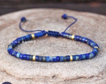 Lapis Lazuli Bracelet, Adjustable minimalist gemstone dainty bracelet, Ethnic, Yoga, Unisex gift, Birthday gift, harmony, no alloy