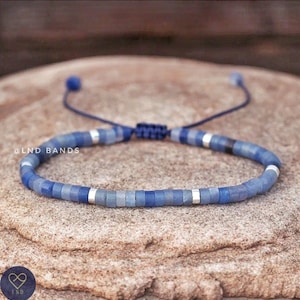 Blue Aventurine 2x4mm Bead Bracelet, Adjustable, Minimalist, Natural Stone Bracelet, Dainty Bracelet, blue friendship bracelet movement