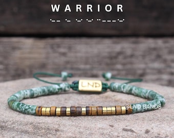 Morse Code Bracelet WARRIOR: Adjustable, Meaningful, Secret Message, Personal Mantra Affirmation Motivation Encourage Uplifting