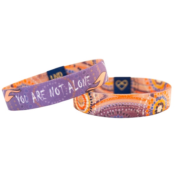 You Are Not Alone Elastic Wristband, inspirational, double sided elastic motivational,  support, care, loss, sorrow