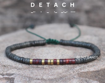 Morse Code DETACH beaded bracelet - Inspiration, Motivation, Support, Encouragement, Affirmation, Meaningful, uplifting hidden message