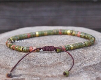 ●tow tow archive● Garten Bracelet Unakite Green TBH52ABTB0 Unakite 2x4mm Bead Bracelet, Adjustable High Quality