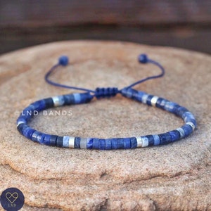 Sodalite Bead Bracelet, Adjustable High Quality, Minimalist Bracelet, Natural Stone Bracelet, Dainty, Blue friendship bracelet movement