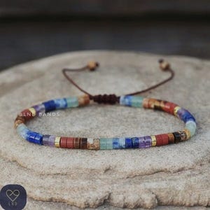 NUEVA pulsera de 7 chakras, pulsera de meditación bohemia de yoga, pulsera de piedras preciosas, equilibrio, poder, protección, calma, conexión a tierra, regalo de cumpleaños