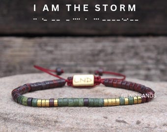 Morse Code I AM THE STORM Bead Bracelet: Inspiration, Motivation, Support, Encouragement, Affirmation, Meaningful, uplift