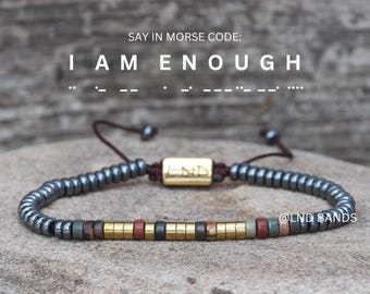 Morse Code Bead Bracelet "I am Enough": Inspiration, Motivation, Support, Encouragement, Affirmation, Meaningful