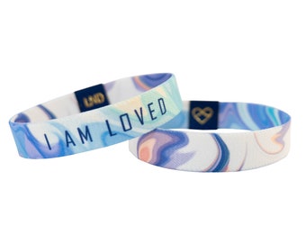 I Am Loved Elastic Wristband,  motivational, inspirational, double sided unique design, jewelry, encouragement, positive vibes, mantra