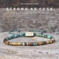 Morse Code STRONG AS FUCK bracelet: African Turquoise Inspiration Motivation Encouragement Affirmation Support