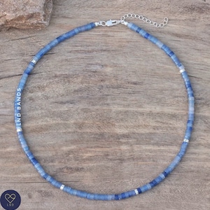 Blue Aventurine  High Quality Bead Necklace, 2x4mm Natural Stone Beads, Dainty Necklace, Boho style, Summer gift, Minimalist Necklace