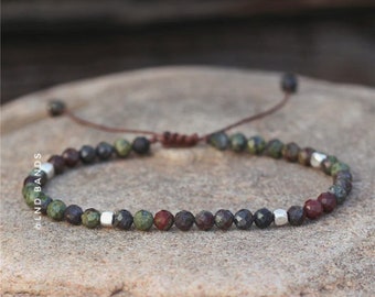 Dragon Blood Stone Faceted Bead Bracelet, Adjustable Minimalist Gemstone Bracelet, Tibetan Yoga, courage, creativity booster, protection