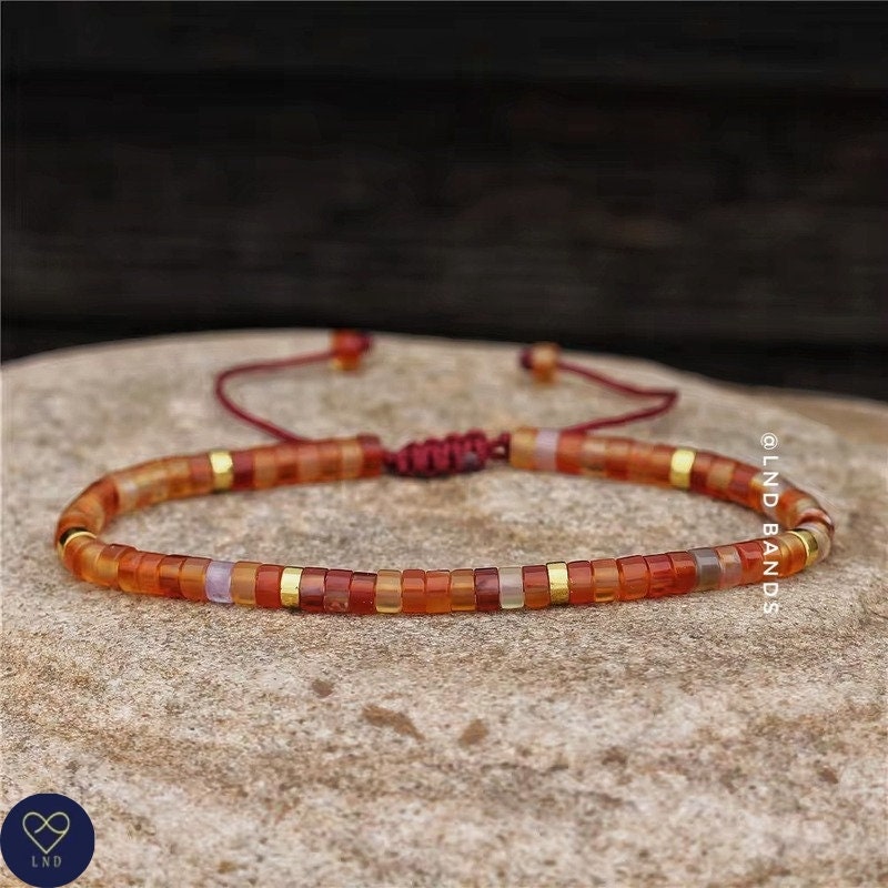 Bracciale In Corniola Con Angelo Custode - Pietra Naturale 8mm - Portafortuna 18cm - Regalo Benessere - 4
