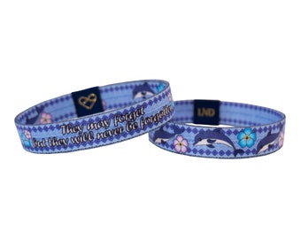 They May Forget, But They Will Never Be Forgotten Elastic Wristband motivational, inspirational, double sided, jewelry, dementia