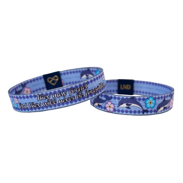 They May Forget, But They Will Never Be Forgotten Elastic Wristband motivational, inspirational, double sided, jewelry, dementia