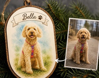Personalized Pet Ornament, Custom Dog Watercolor Portrait Christmas Ornament, 2026