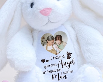 Personalized Memorial Bunny Plush: Guardian Angel Remembrance Gift