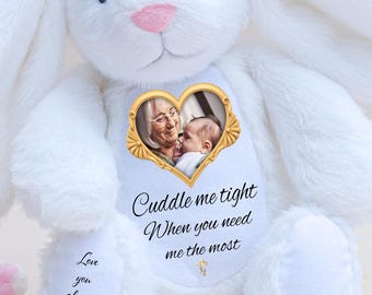 Personalized Memorial A Cuddle From Heaven Bunny Keepsake, A Cuddle From Heaven Gift, Memorial Photo Gifts, Bereavement Gift, Memory Hug.