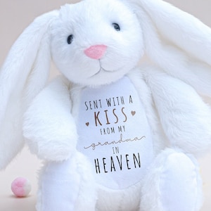 Custom Sent With A Kiss From My Grandma In Heaven Bunny, New Grandbaby Gift, Baby Announcement, Newborn Bubble Gift, Baby Shower Gift