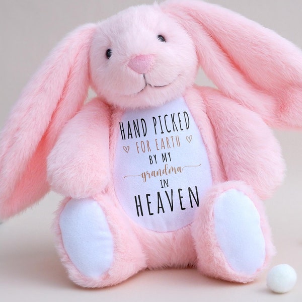 Personalized Bunny Rabbit | Hand Picked in Heaven, New Baby Gift