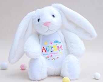 Autism Awareness Bunny: Brushstroke Puzzle Piece Plush