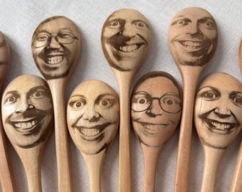 Personalized Christmas, Halloween Wooden Spoon, Custom Face Spoon, Funny Spooky Kitchen Gift, Party Favor