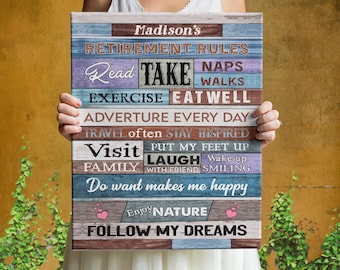 Custom Retirement Rules Canvas or Poster: Funny Farewell Gift