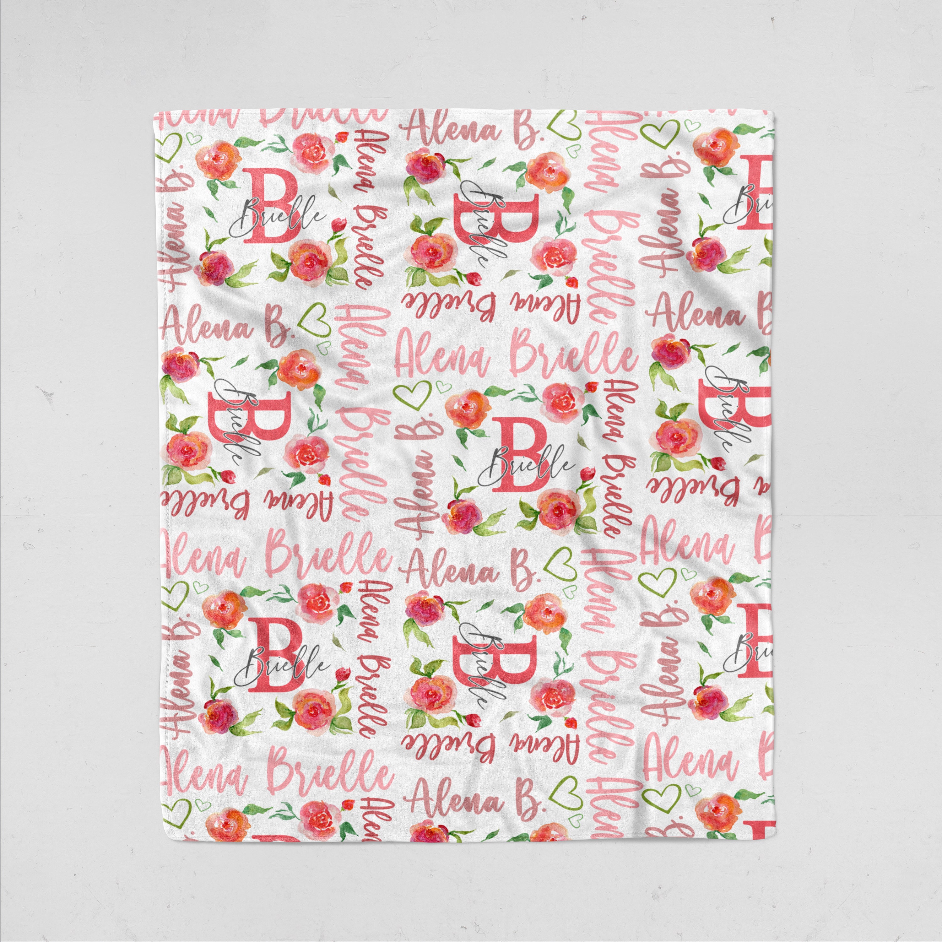 Custom Rose Baby Blanket With Name Personalized Baby Blanket Etsy