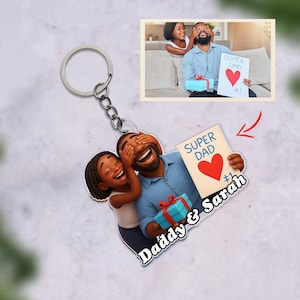 Custom Pixar Style Portrait from Your Photo Keychain Acrylic, Personalized 3D Cartoon Character Ornament Acrylic | Couple, Family, Pet Gift.