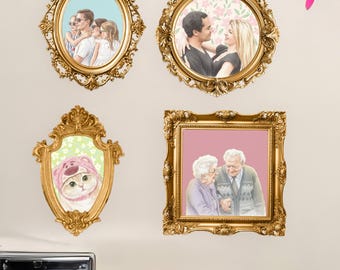 Personalized Portrait Ornament, Vintage Style Ornate Frame, Magnet