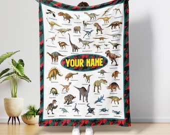 Personalized Dinosaur Fleece Blanket: Jurassic World Custom Name Gift