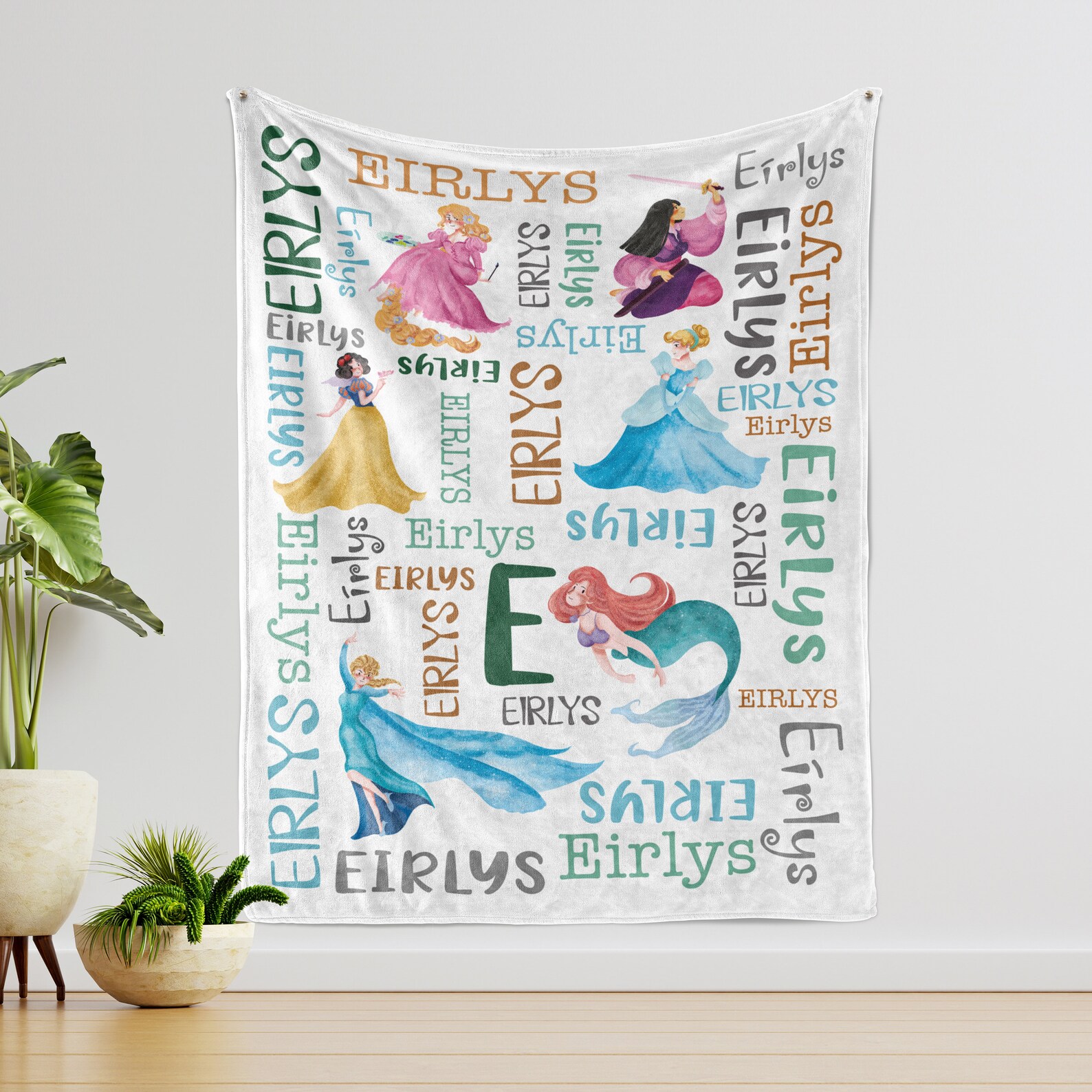 Personalized Princess Baby Blanket With Name, Custom Princess Baby Girl