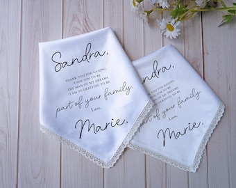 Personalized Wedding Handkerchief Gift: Mother In Law Keepsake