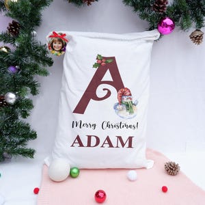 Personalized Santa Listing Children Gift Sack, Christmas Sack, Personalized Christmas Toy Sack - Name & Initial, Christmas Gift Bag, Xmas