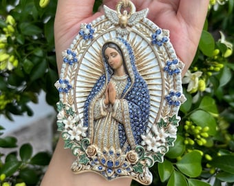 3D Catholic Christmas Ornament, Sacred Heart Jesus Ornament, Our Lady of Guadalupe Religious Gift