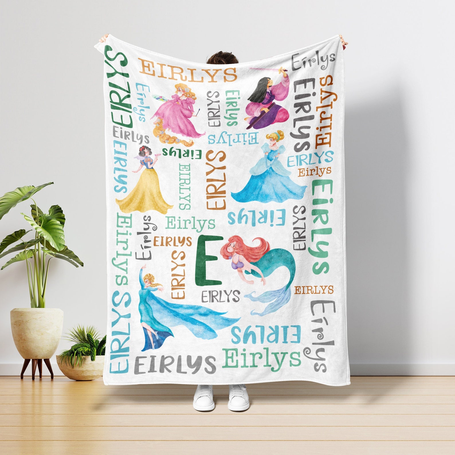 Personalized Princess Baby Blanket With Name, Custom Princess Baby Girl