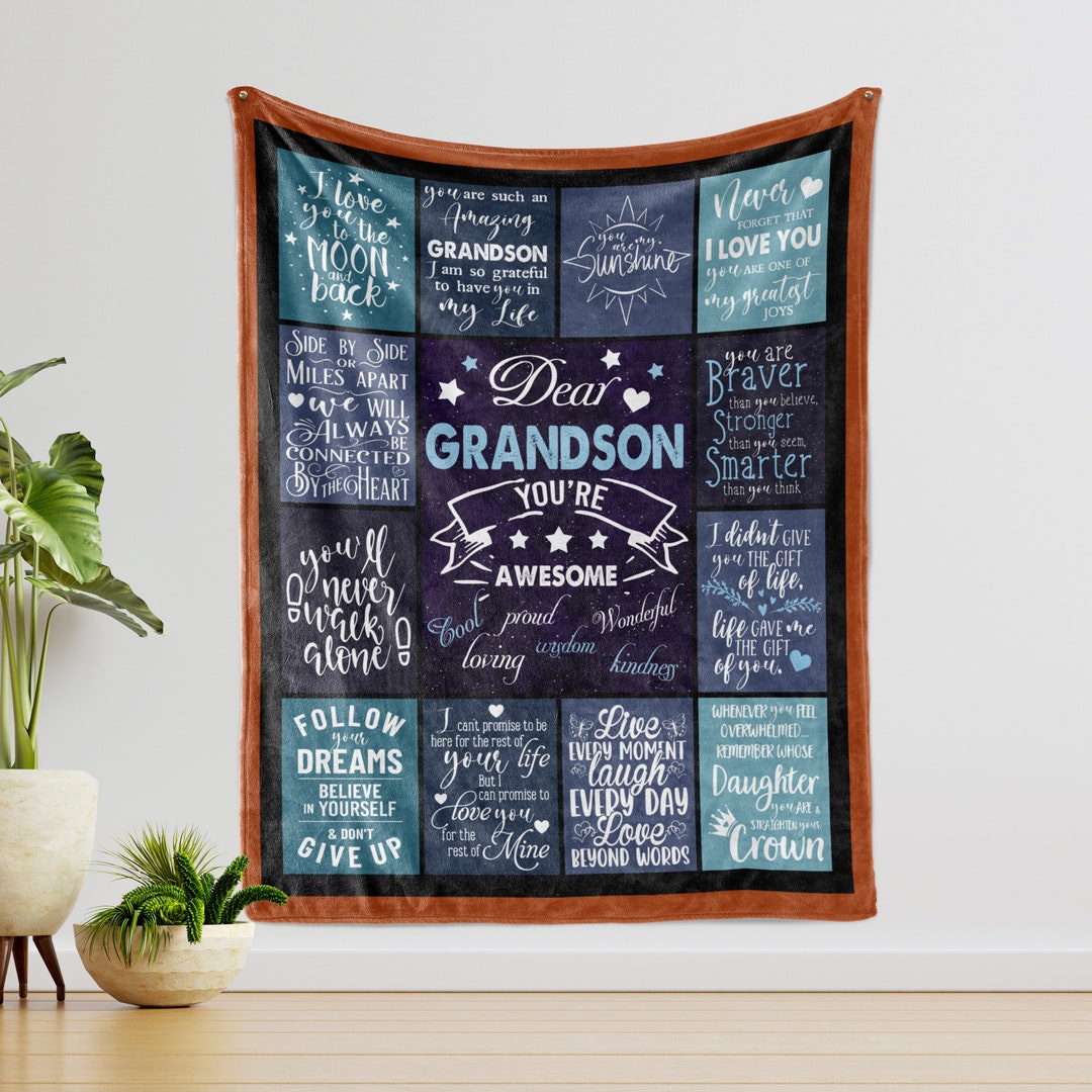 Dear Grandson Blanket Grandson Blanket Blanket for Grandson Etsy