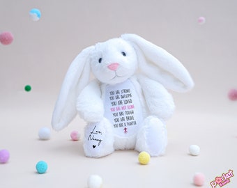 Personalized Cancer Awareness Bunny Gift: Encouragement Plush Rabbit