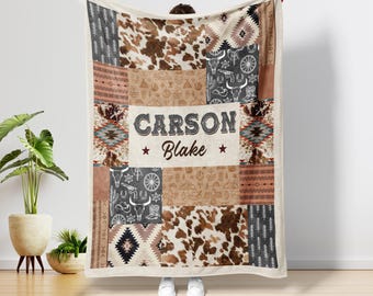 Personalized Cowboy Baby Blanket: Western Nursery Decor, Soft Fleece