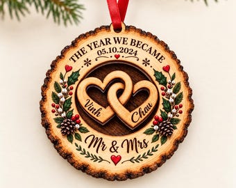 Personalized Wedding Ornament, Mr and Mrs Christmas Keepsake, Custom Couple 3D Acrylic Ornament 2026