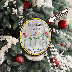 Grandma&#39;s Garden Stained Glass Gift, Gift For Grandma, Mother&#39;s Day Gift For Grandma, Nana Birth Month Flower Stain Glass Suncatcher.