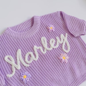 Personalized Christmas Hand Embroidered Name Baby Sweater, Custom Baby Name Sweater, Baby Girls Sweater With Name, Birthday Gift For Baby.
