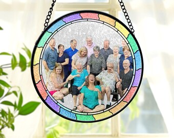 Custom Hand-Painted Glass Suncatcher, Friend Group Portrait Ornament