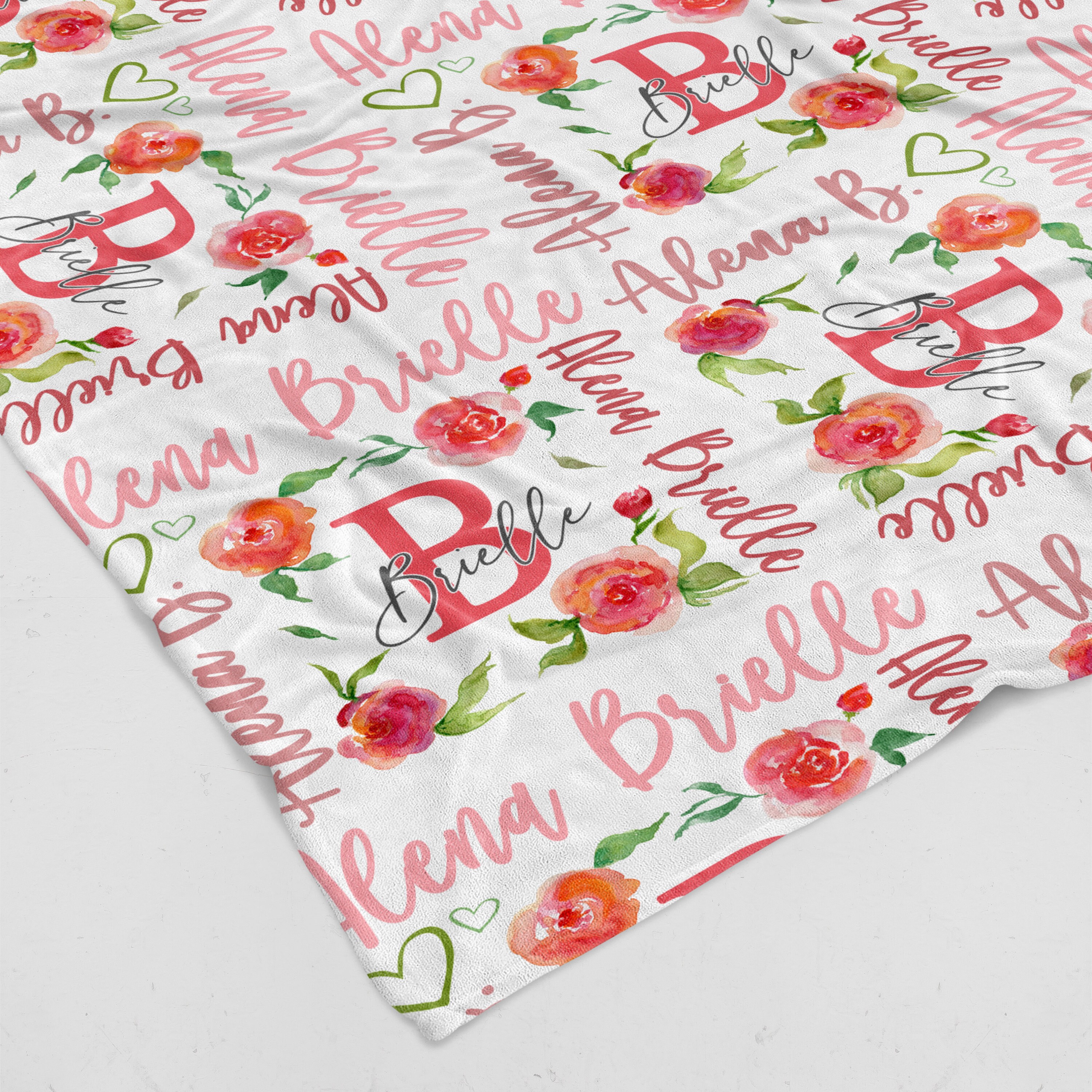 Custom Rose Baby Blanket With Name Personalized Baby Blanket Etsy