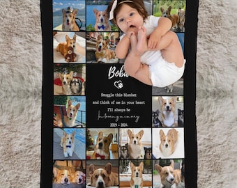 Custom Pet Photo Memorial Blanket: Rainbow Bridge Remembrance Gift