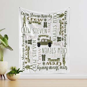 Custom Army Baby Blanket With Name, Personalized Baby Blanket, Army Tank Blanket, Military Baby Name Blanket For Boys, Gift For Baby.