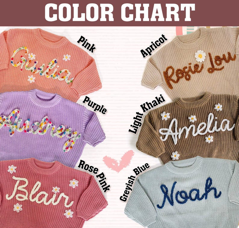 Personalized Christmas Hand Embroidered Name Baby Sweater, Custom Baby